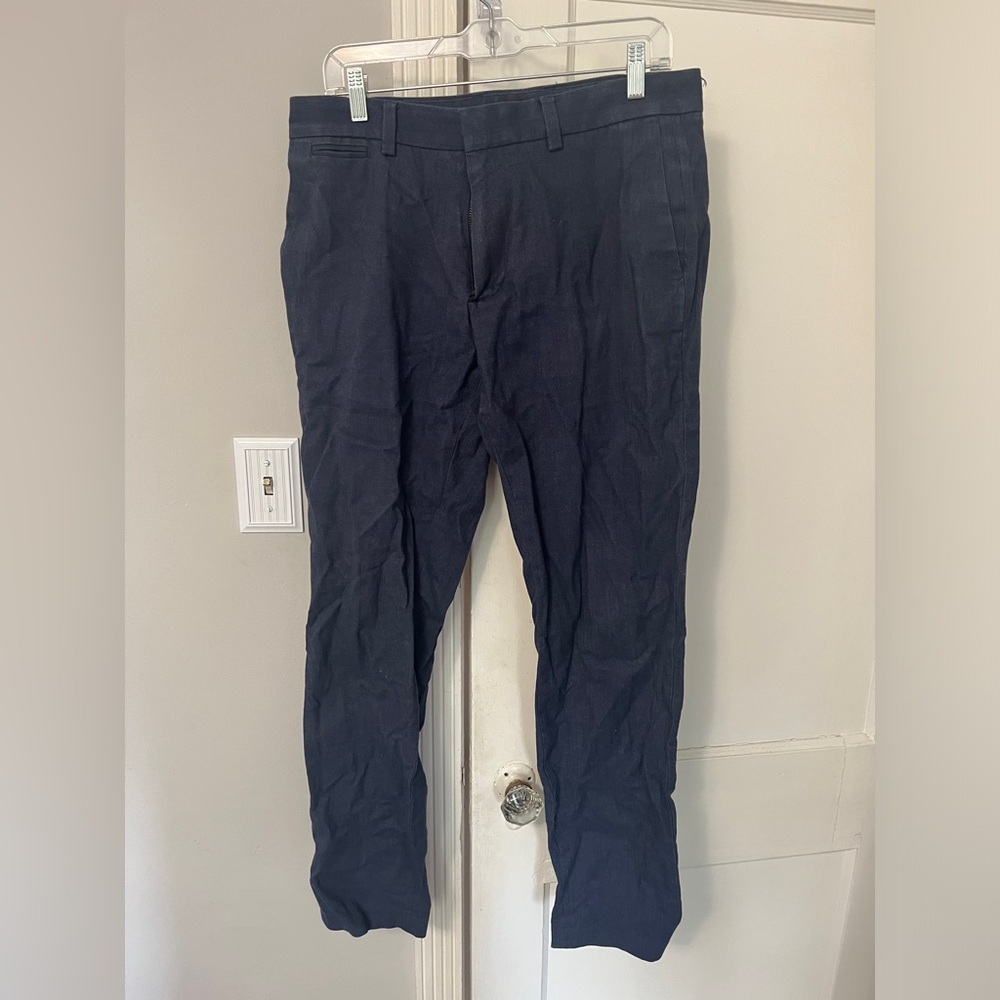 Banana Republic Tapered Fit Pants 32x34 Navy Blue Herringbone